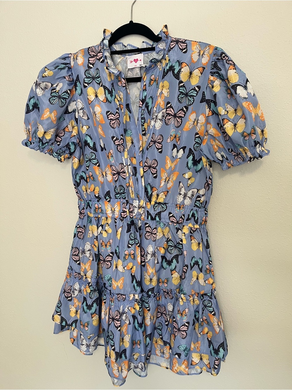 Buddy Love Women's Light Blue Butterfly Print Short Dress - Picture 7 of 8